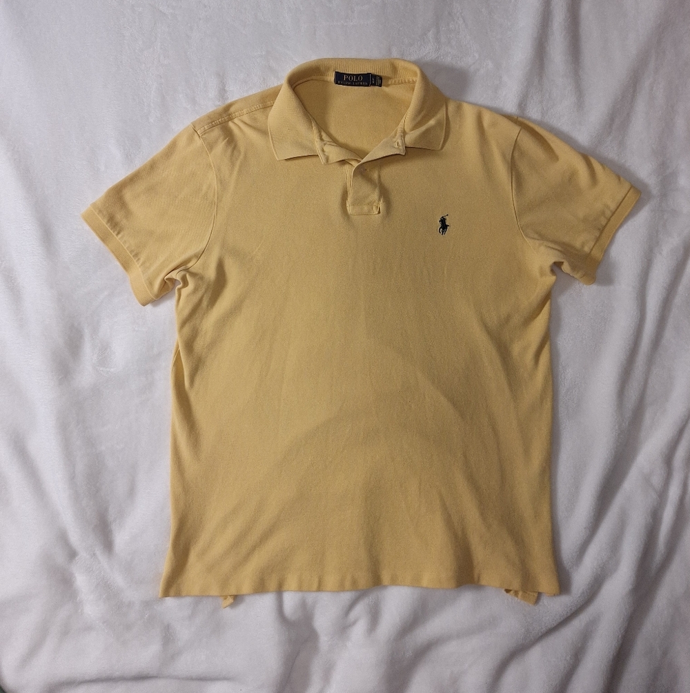 Ralph Lauren Men’s Classic Fit Polo Shirt Yellow Short Sleeve Cotton Knit Size L